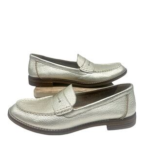 Sperry Gold Pebbled Leather Loafers Size 8